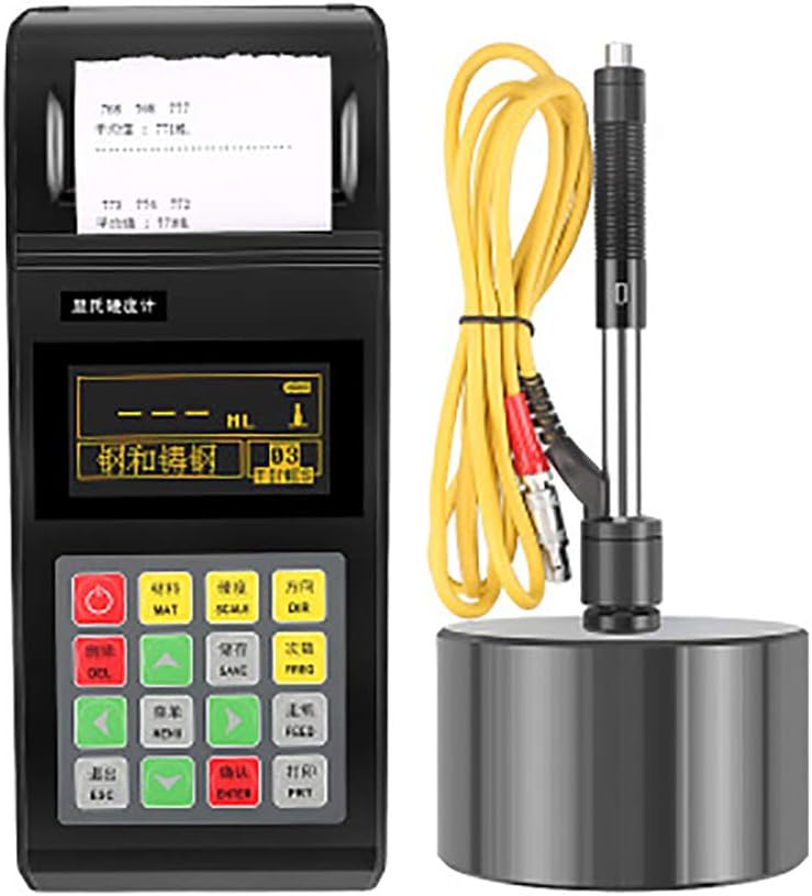 Clicke Portable Handheld Digital Display Hardness Tester LCD Backlight Multi-Angle Measurement 373~2688 Sets of Data Storage with Built-In Small Printer