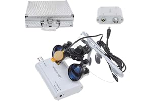 Koultona 3.5X Binocular Loupes with 3W Head Lamp Light Clip-on Type Carry with Aluminum Box Silver