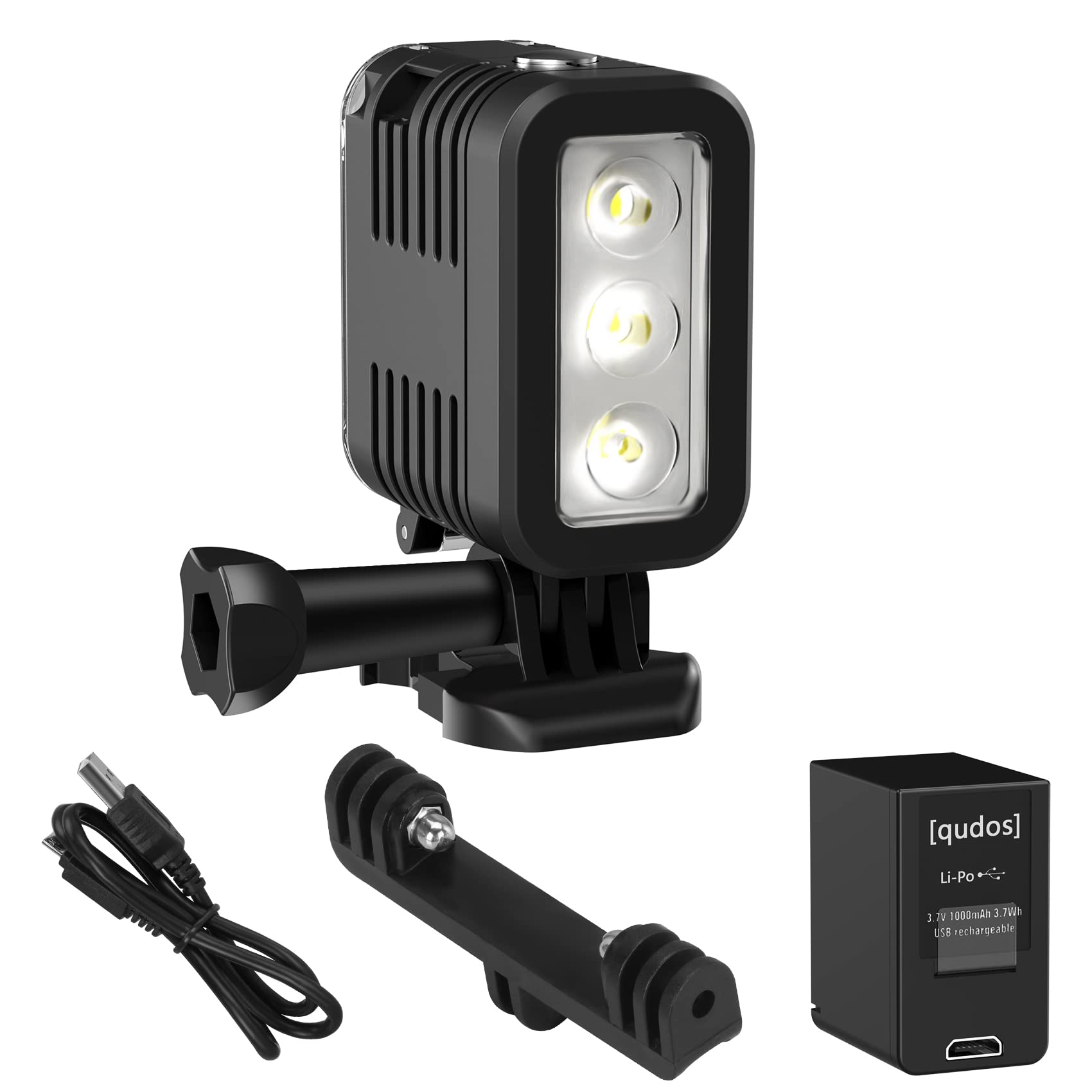 HONGDAK Waterproof Dive Light for GoPro Video Light Rechargeable Fill Night Light Underwater Photography Accessories for GoPro Hero Black 12 11 10 9 8 7 6 5 4 3 3+