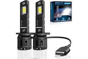 ROYLUX H1 Fog Light Bulbs, 20000LM 600% Brightness Canbus Ready Plug and Play Real 1:1 Mini Size 6000K Cool White with Cooling Fan, Pack of 2