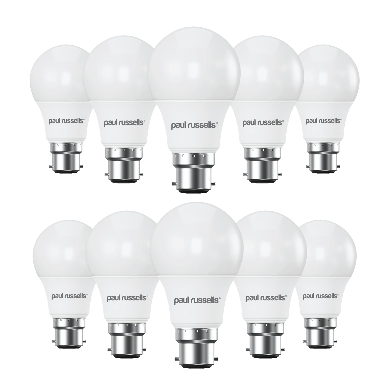 paul russells LED GLS - Dimmable Bayonet Light Bulbs, 8.5W 806Lumens B22 A60 LED Bulbs, 60w Equivalent, 4000K Cool White/Natural White, Dimmer Standard BC Energy Saving Ceiling Light, Pack of 10 — image 1
