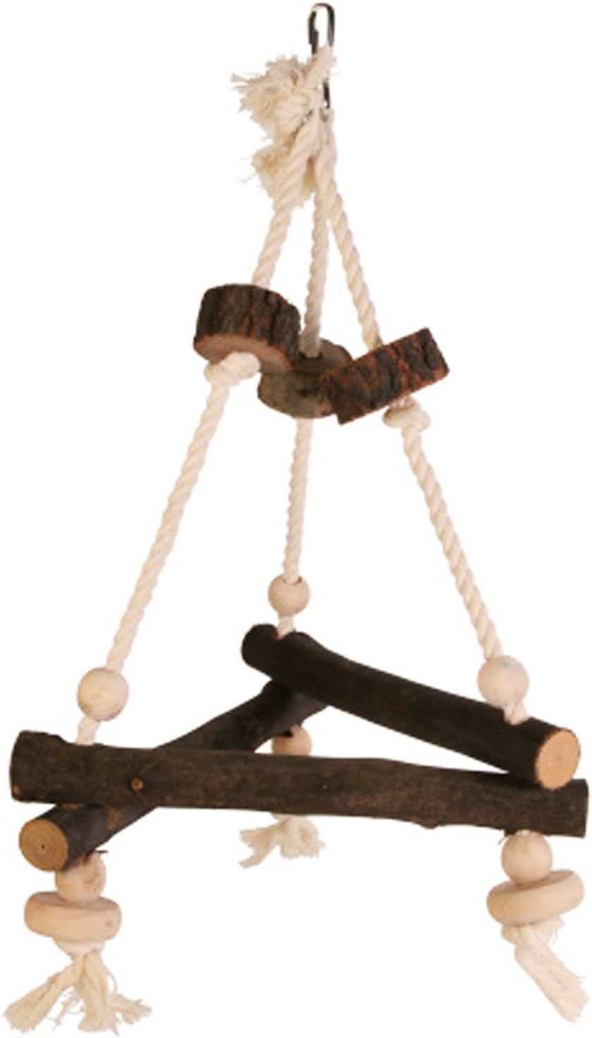 Pet Ting Natural Wooden Triangular Bird Swing Cockatiel Parakeet Bird
