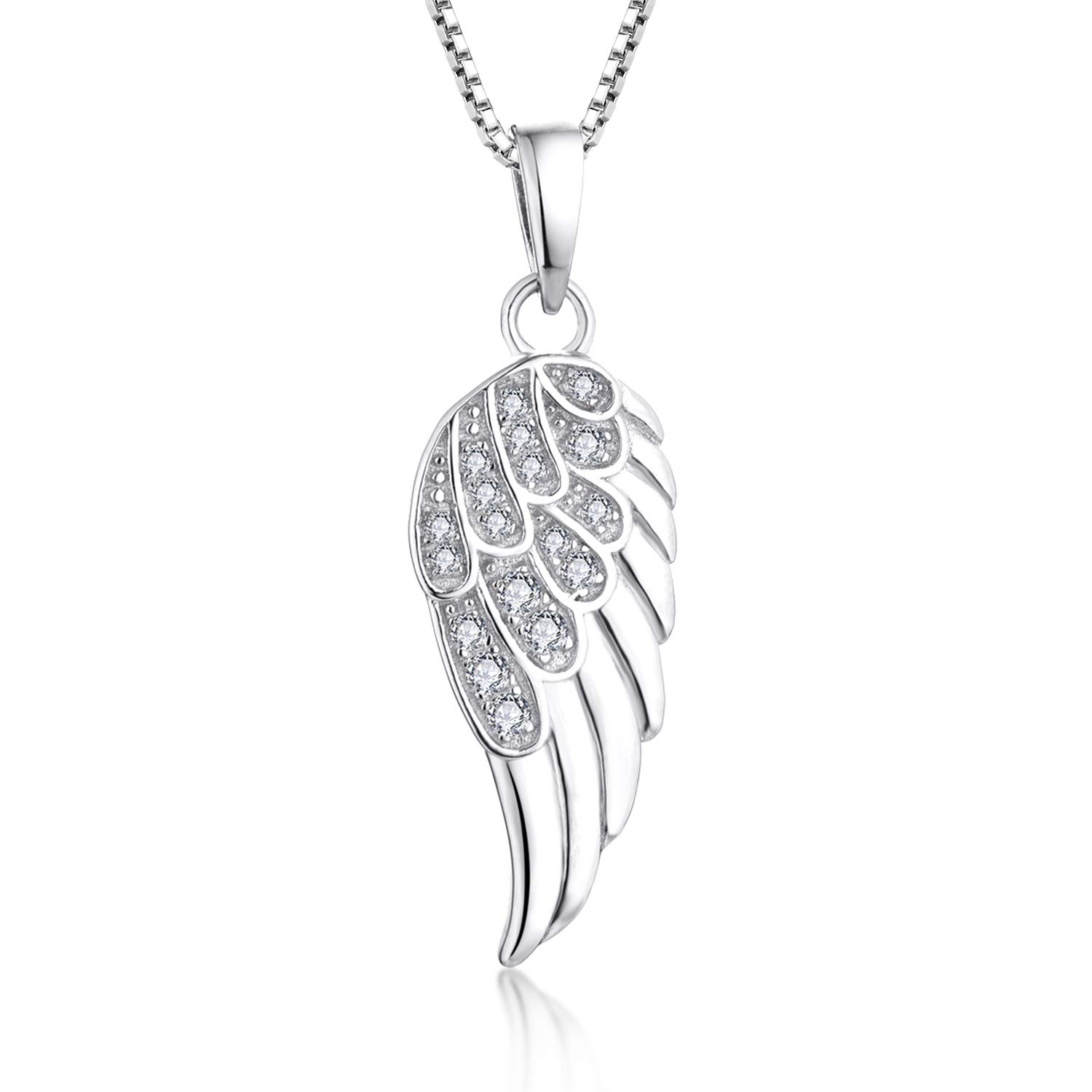 starchenie Angel Wing Pendant Necklace for Women 925 Sterling Silver Cubic Zirconia Jewellery Gift