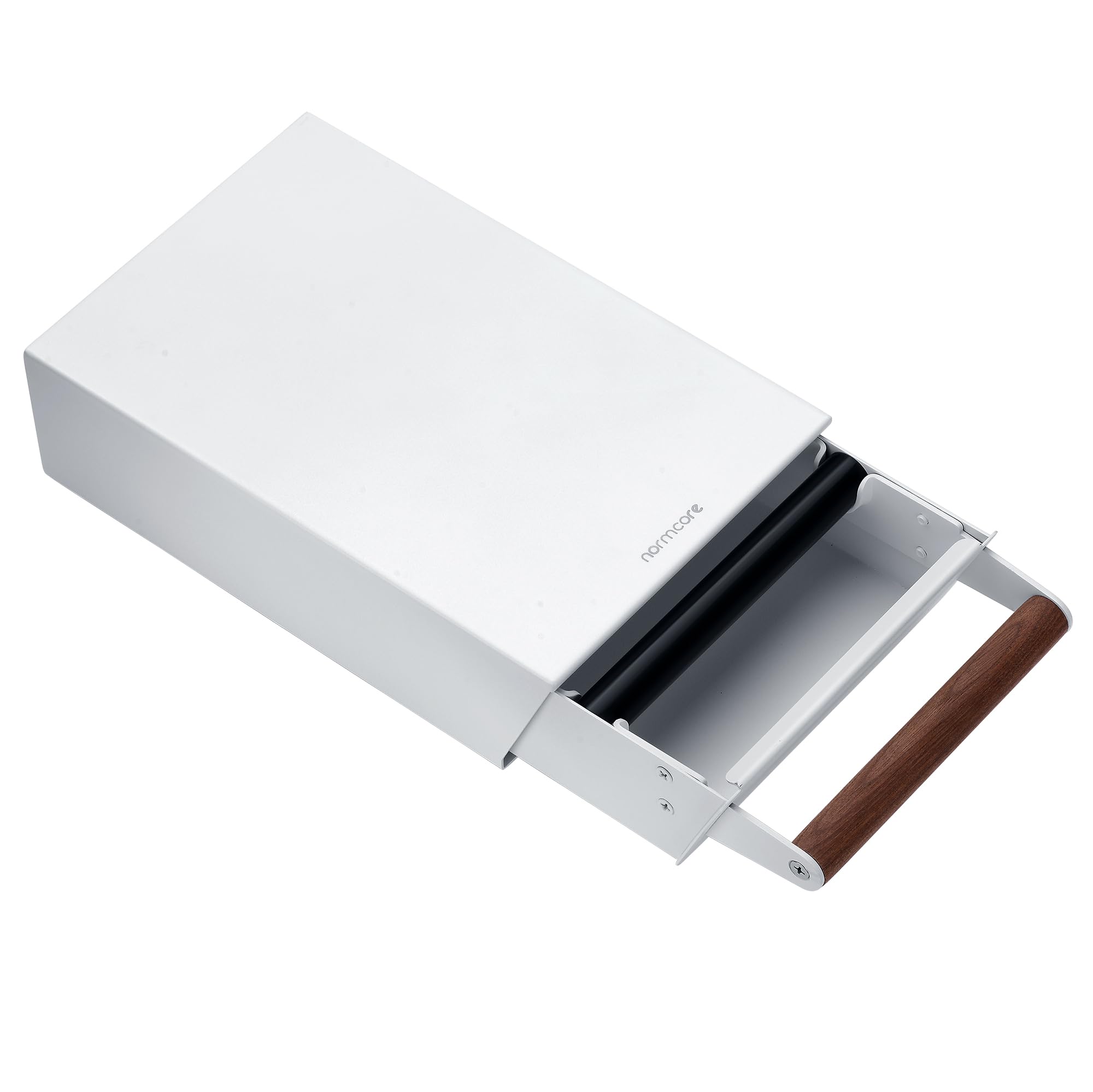 Photo 1 of Normcore Espresso Knock Box Drawer, Coffee Knock Box with Walnut Handle, Espresso Dump Bin Separation And Detachable, 304 Stainless Steel, Size: M, Matte White