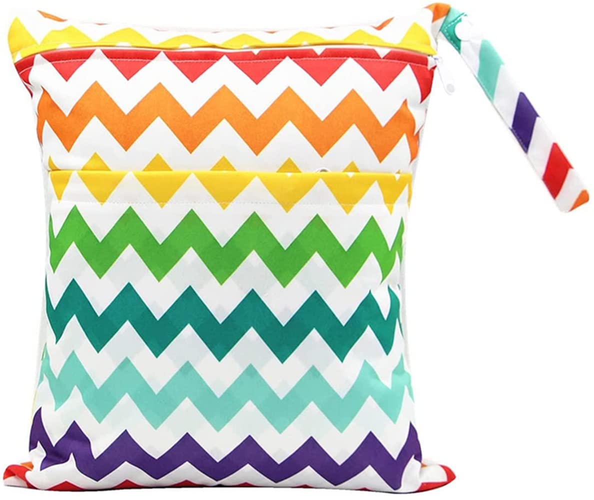 Gadenfer Wet Dry Bags Reusable Diaper Bags With Zipper Pockets for Swimsuits, Nappy, Outdoor Organiser (L, Colorful)