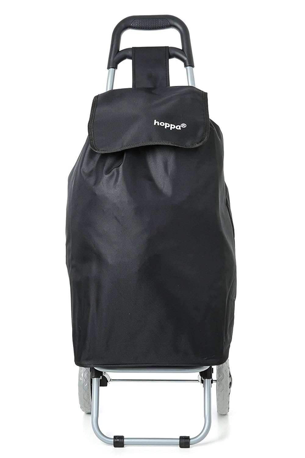 Black Navy 1 Year Guarantee Hard Wearing Wheel Rolling Push Trolly Flat Pack Hoppa Lightweight Wheeled Shopping Trolley