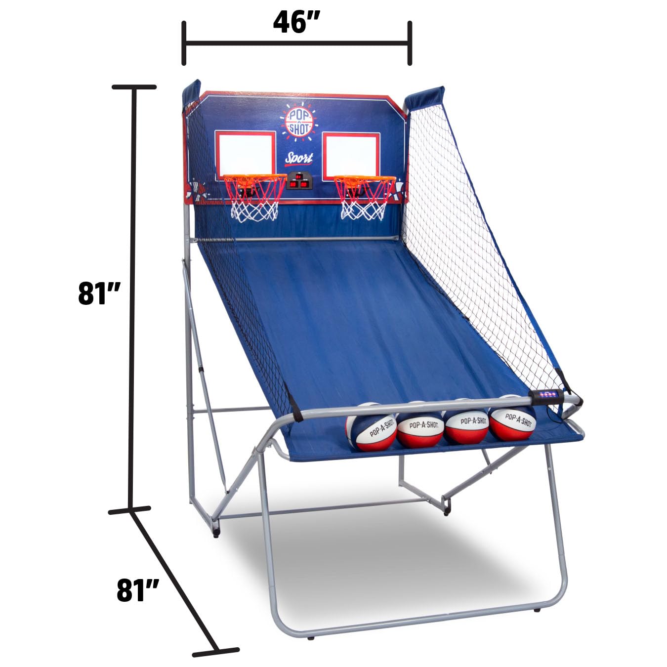 Pop-A-Shot - Dual Shot Sport | Arcade Basketball Game for Home | Paddle Scoring Hoop, 10 Game Modes, 4 Balls | Foldable for Easy Storage | Fun for All Players