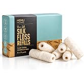 Biodegradable Silk Dental Floss Refill - Six Pack - Organic Natural Dental Floss, Refillable, Compostable Peace Silk Dental Floss Refills - 6 x 33 Yards - Eco-Friendly Mint Candelilla Wax