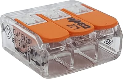 WAGO 221-413 3-Channel Lever Nut Terminal 0.2-4 mm² Transparent 100pcs