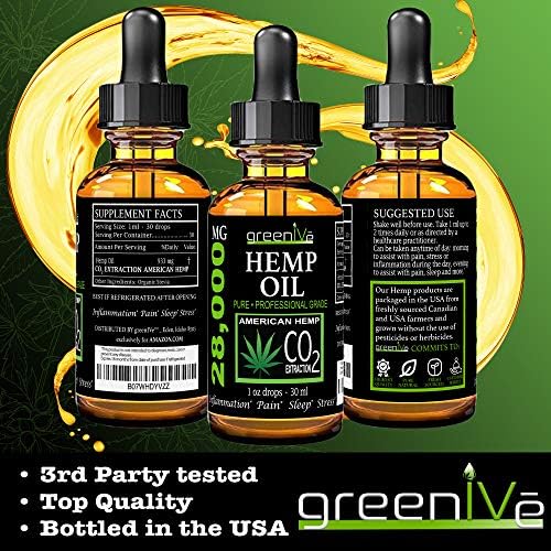 (4 Pack) GreenIVe 28,000mg Hemp Oil AntiInflammatory, Rapid Pain Relief, Stress Reducer, Vegan