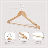 Straame Strong Brown Wooden Coat Hangers with Non-Slip Bar Pack of 20 view 3