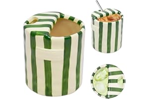 10oz Ceramic Novelty Coffee Mug, Ceramic Espresso Cup with Sip Hole, Retro Hand Painted Ceramic Travel Mug, Large Pottery Tea