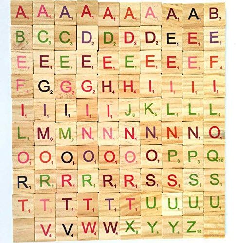 Amazon Com Eugeneq 100pcs Wood Scrabble Tiles Colorful Letters Numbers For Crafts Wood Alphabet Toy Garden Outdoor