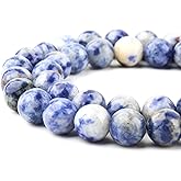 DIQIO Natural Stone Beads Gemstone Beads for Jewelry Making - Crystal Beads for Bracelets, 8mm Beads Round Loose Beads(44-47pcs, 8mm, Blue Spot Jasper)