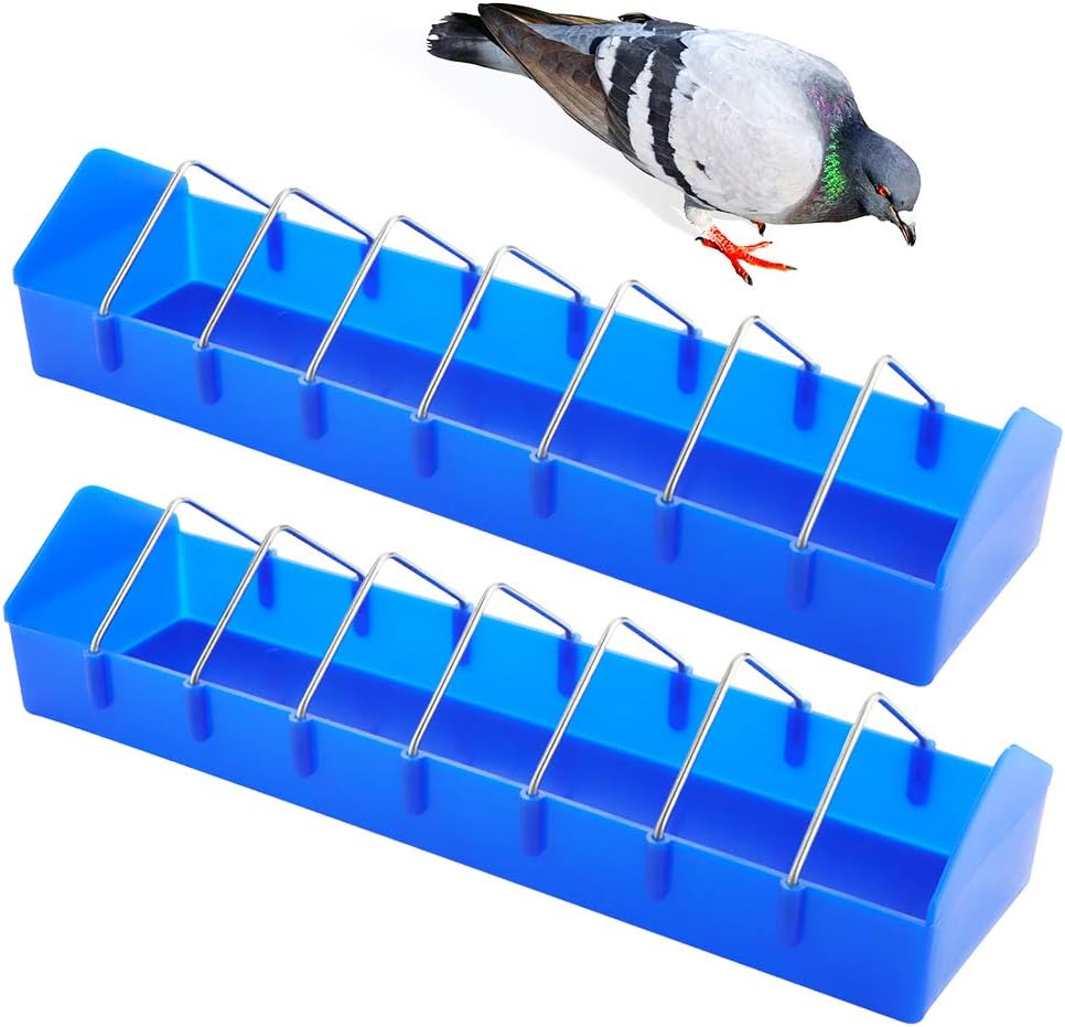 2 Pack Large Pigeon Feeder Thick Durable Slot Container Feeding Dish Food Dispenser Tool for Pigeon Chicken Duck Bird Poultry ( Length: 16