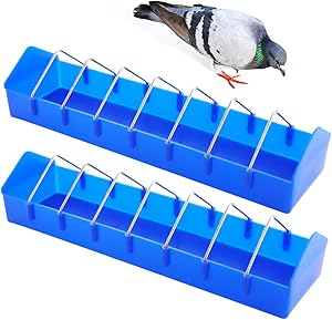 2 Pack Large Pigeon Feeder Thick Durable Slot Container Feeding Dish Food Dispenser Tool for Pigeon Chicken Duck Bird Poultry ( Length: 16