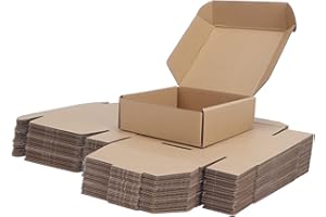 PHAREGE 6x6x2 inch Shipping Boxes 25 Pack, Brown Corrugated Cardboard Mailer Boxes, Small Mailing Boxes for Packaging Small Business