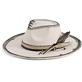 H.Busque Wide Brim Fedora Hat for Men Women Retro Western Felt Hats