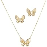 Frigotine Gold Silver Stud Earrings Pendent Necklace Sets for Women, Dainty Rhinestone Crystal Necklace Earing Jewelry Set Wedding Accessories Fashion Holiday Gift