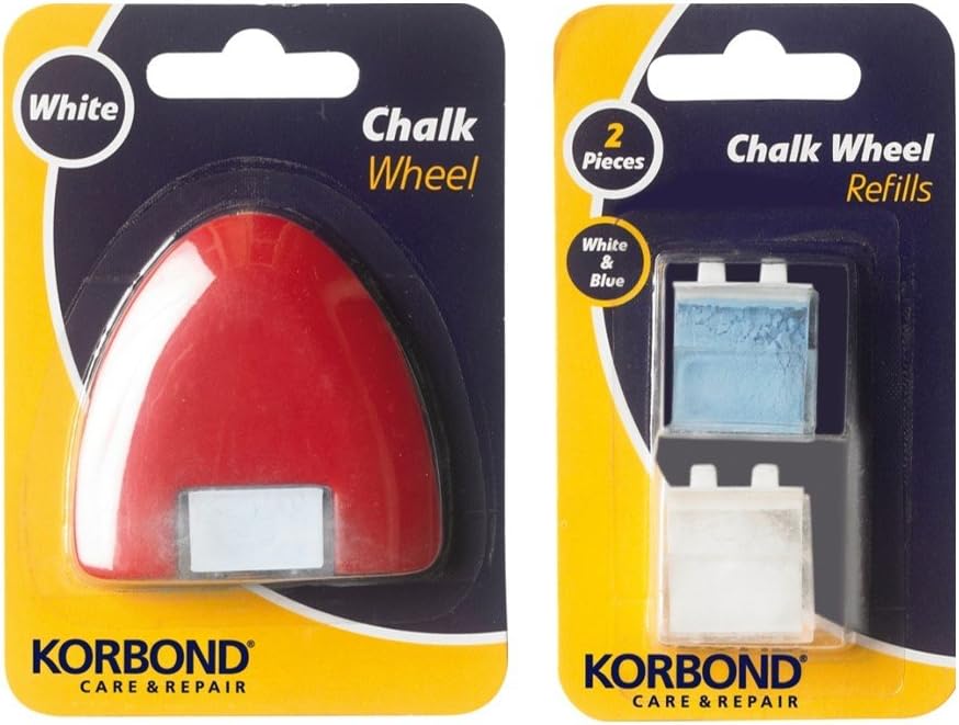 Korbond Tailors Chalk Wheel Plus Twin Pack of Chalk Refill Capsules, Multi-colour, 3 Piece Set
