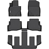 HAFIDI® Floor Mats Fit for 2020-2023 Mazda CX-9 (6 Seater Models with 2nd Row Bucket Seats Without Center Console) TPE Car Floor Liners Fits 1st & 2nd & 3rd Row Full Set CX9 Custom Accessories, Black