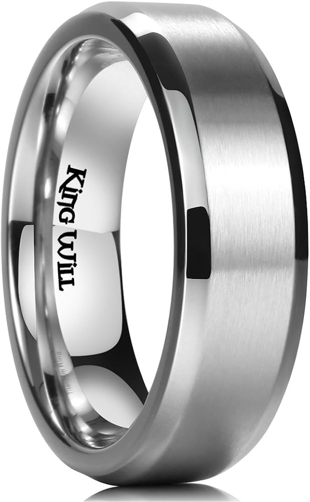 King Will Basic 3mm 5mm 6mm 7mm 8mm 9mm Titanium Ring Matte Finished Wedding Band Comfort Fit Beveled Edge | 