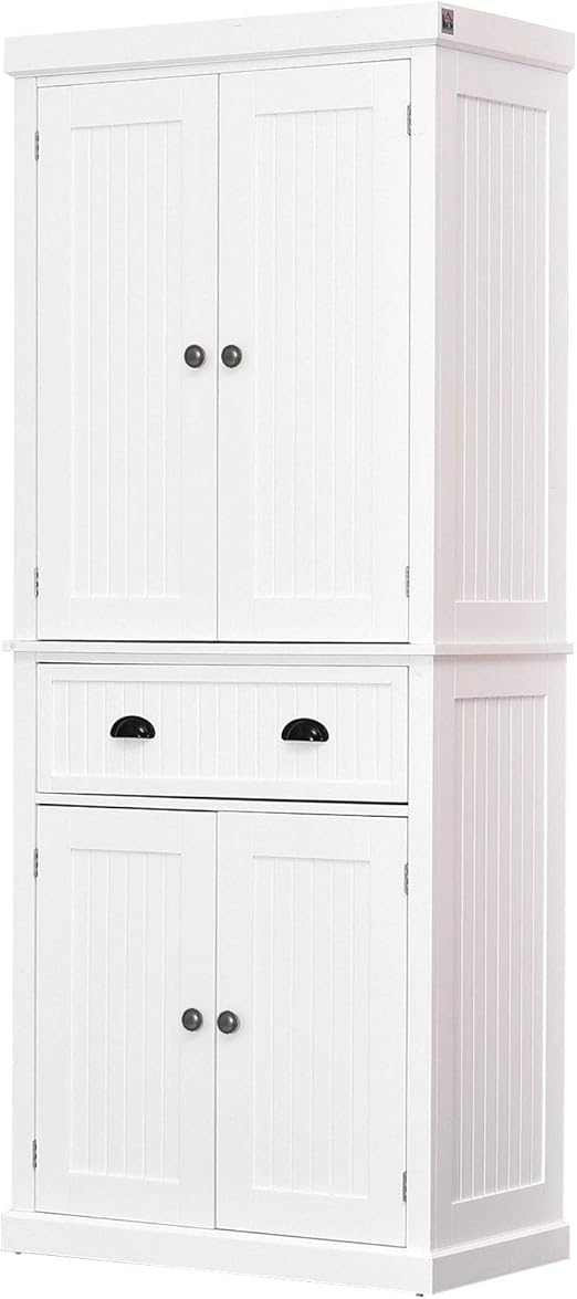 Furniture Adjustable Shelving Homcom 66 75 H Freestanding Kitchen Pantry Cabinet Cupboard With Sliding Doors White Two Drawers And Open Shelves Home Whatsdoor Com Br