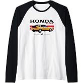 Honda CR-X 1989 Racing Stripe Retro Civic Black Logo Raglan Baseball Tee