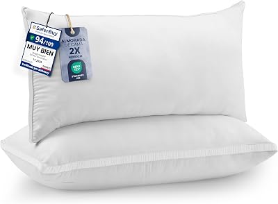 Almohada 40 x 80 cm Pack de 2, Microfibra, Blanco