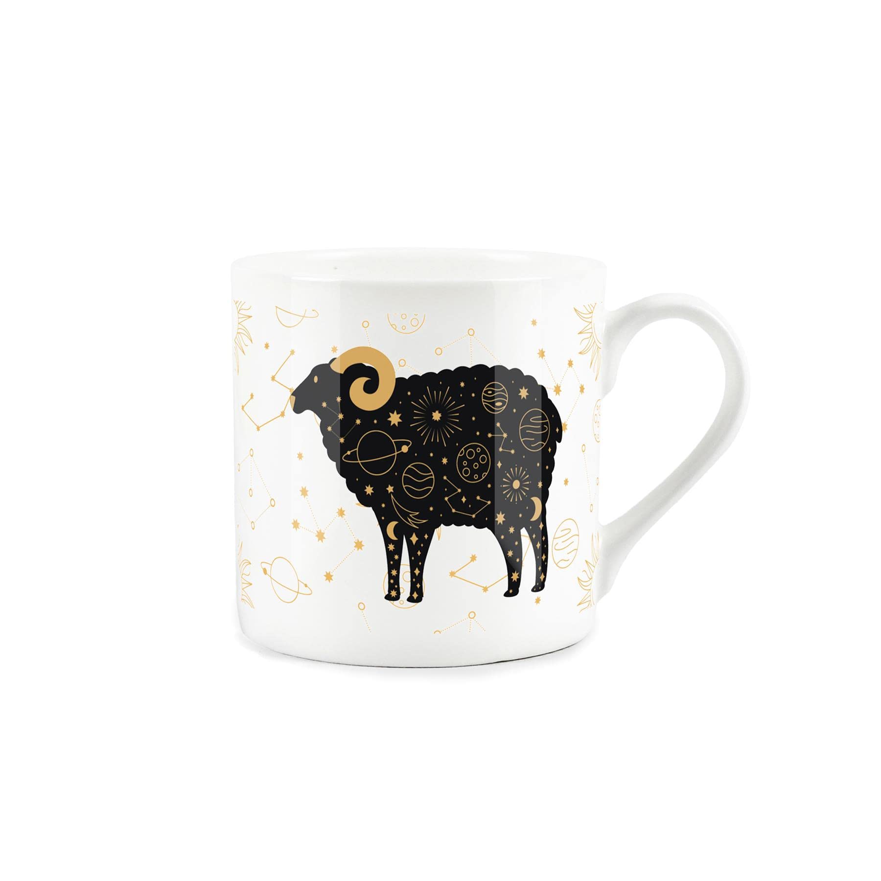 Purely Home Celestial Sheep Mug - Ram Star Constellation Bone China White Coffee/Tea Present Gift