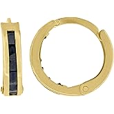 10kt Yellow Gold Womens Black Princess-Cut Cubic Zirconia Huggie Hoop Earrings
