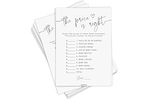 GardenCity Baby Shower Games - Price is Right Baby Shower Game for Girl or Boy, Gender Neutral, 50 Cards, Minimalist