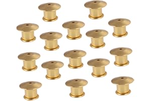 Cabilock 15Pcs Locking Pin Backs Metal Flat Head Clasp Gold Compact Pin Tack Badges Brooches Secure Keepers