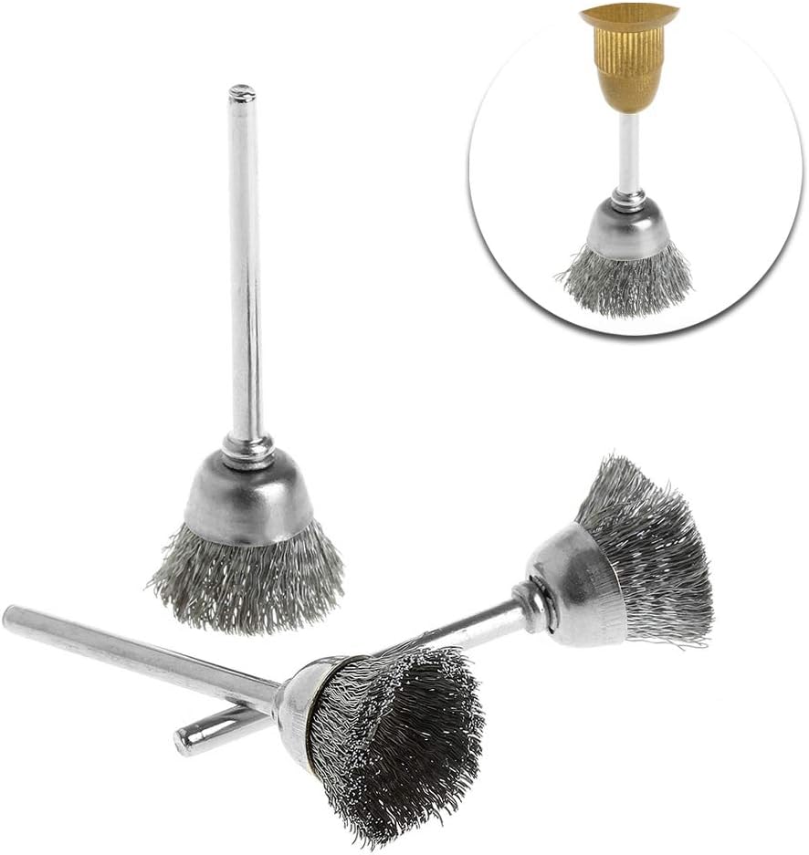 Rotary Tools 8mm Stainless Steel Wire Brush with Bowlshape Head and 2