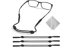 Buyisgle Glasses Holder Strap - 3Pcs Adjustable Sunglasses Straps Cords for Men Women - Eyeglasses Holders Around Neck - Eyewear String Lanyard Retainer - 14in Black