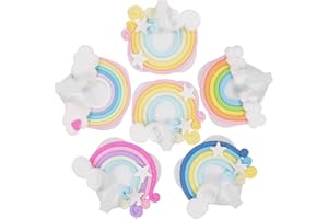 Beavorty 6pcs Wall Mounted Rainbow Coat Hooks Decorative Heart-Shaped Clothes Hanging Hooks for Assorted Style