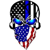 2 Pack Car Decals Stickers, Skull Reflective US Flag with Thin Blue Line, Honoring Police Law Enforcement Vinyl Stickers Van Trucks Women Men Motorcycle Laptop Decals Skateboard Bike Bumper Window