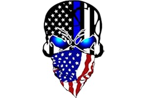 NIUBIPRO 2 Pack Car Decals Stickers, Skull Reflective US Flag with Thin Blue Line, Honoring Police Law Enforcement Vinyl Stickers Van Trucks Women Men Motorcycle Laptop Decals Skateboard Bike Bumper Window