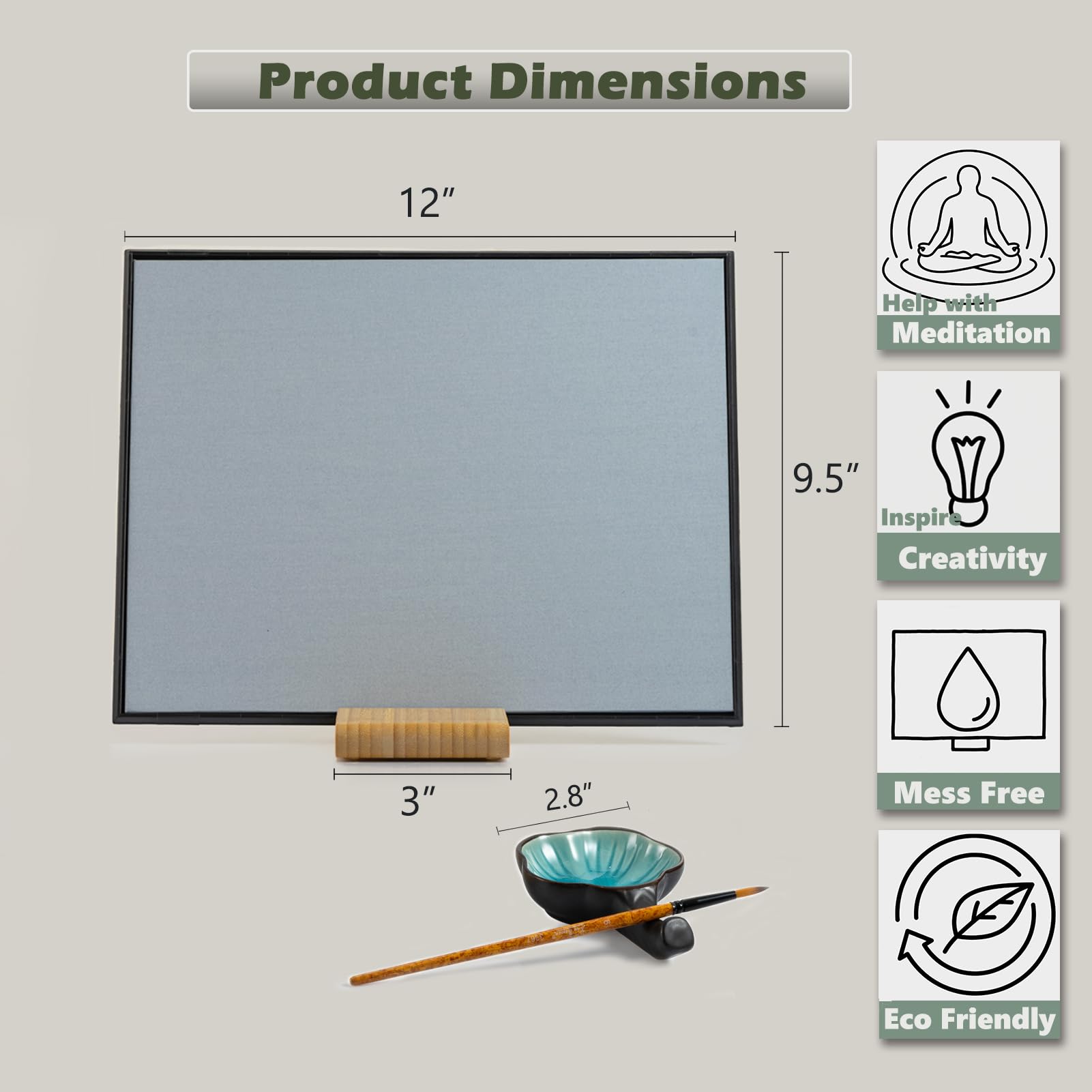 AOVOA Zen Buddha Water Painting Board with Drawing & Breathing Guide - Relaxing Water Drawing Art Set with Brushes and Stencils - Great for Meditation & Mindfulness Practice - Creative Gift