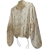 GORGLITTER Women's Polka Dots Zip Up Lightweight Jacket Y2k Long Sleeve Cropped Fall Coat 2025
