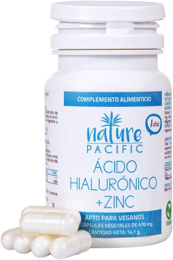 Hyaluronic Acid, Zinc, Natural Antioxidant, Hydration for the Skin, Reduces Wrinkles and Expression Lines, Good for Joints and Bones Flexibility, Ideal to combine with Face Serum, 30 Capsules, One Month Treatment