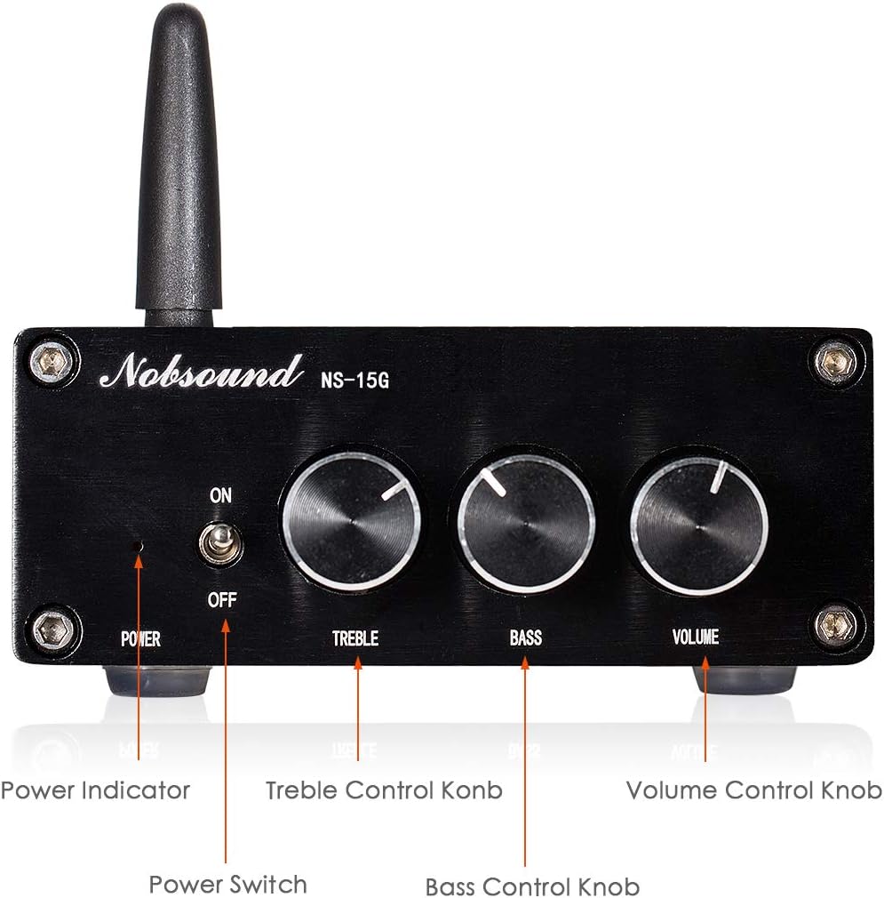 Nobsound NS-15G Bluetooth Amplifier, Mini 200W Amp, TPA3116 Chip, HiFi Stereo Class D 2.0 Channels, with Power Supply - Image 3
