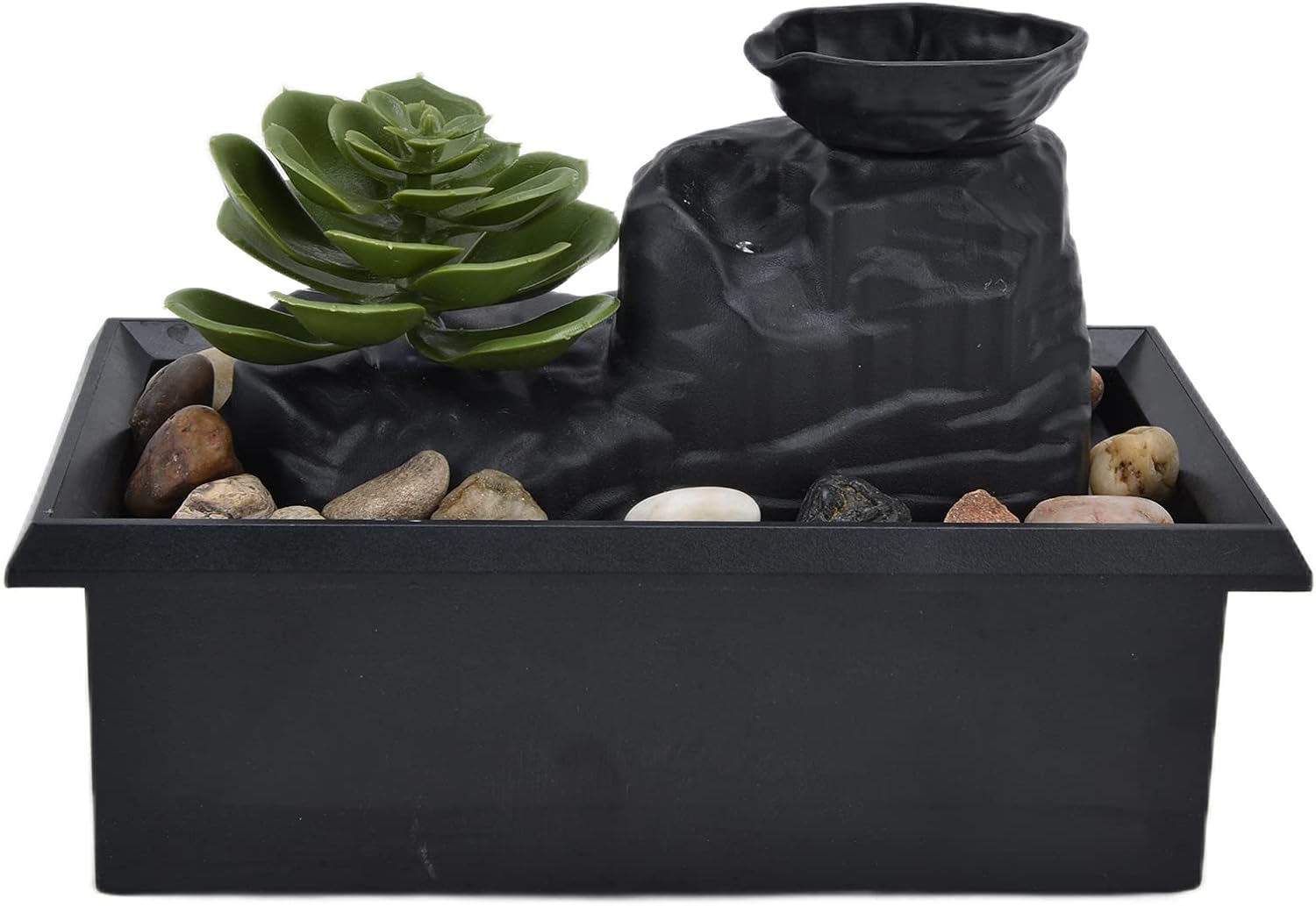 Indoor Fountains & Accessories - Fountain Ornament, 7.0x4.7x4.3in Succulent Waterfall Home Decor LED Light Tabletop Fountain, Mini Desktop Water Fountain with USB Power Cord for Indoor Office Home Patio Decoration