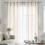 Tende Voile MIULEE Con Occhielli – 2 Pannelli 140x260 Cm, Bianco Con Foglie, Trasparenti Per Soggiorno E Camera