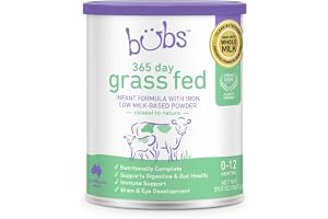 Bubs 365 Day Grass Fed Infant Formula with Iron, Cow Milk-Based Powder for Infants 0-12 Months, Made with Non-GMO Milk, 20 oz