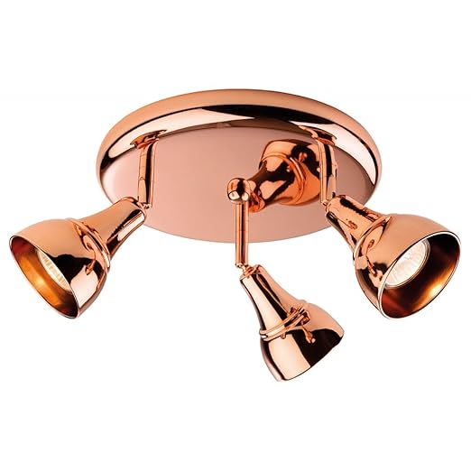 Industrial Copper Copper Semi Flush 3 Light Ceiling Plate 3 Bulb