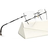 ANYLUV Rimless Blue Light Glasses for Women/Men, Fashion Lightweight Blue Light Blocking Glasses with Stylish Metal Temples