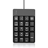 USB Numeric Keypad, Jelly Comb N001 Portable Slim Mini Number Pad for Laptop Desktop Computer PC, Full Size 19 Key, Big Print Letters - Black