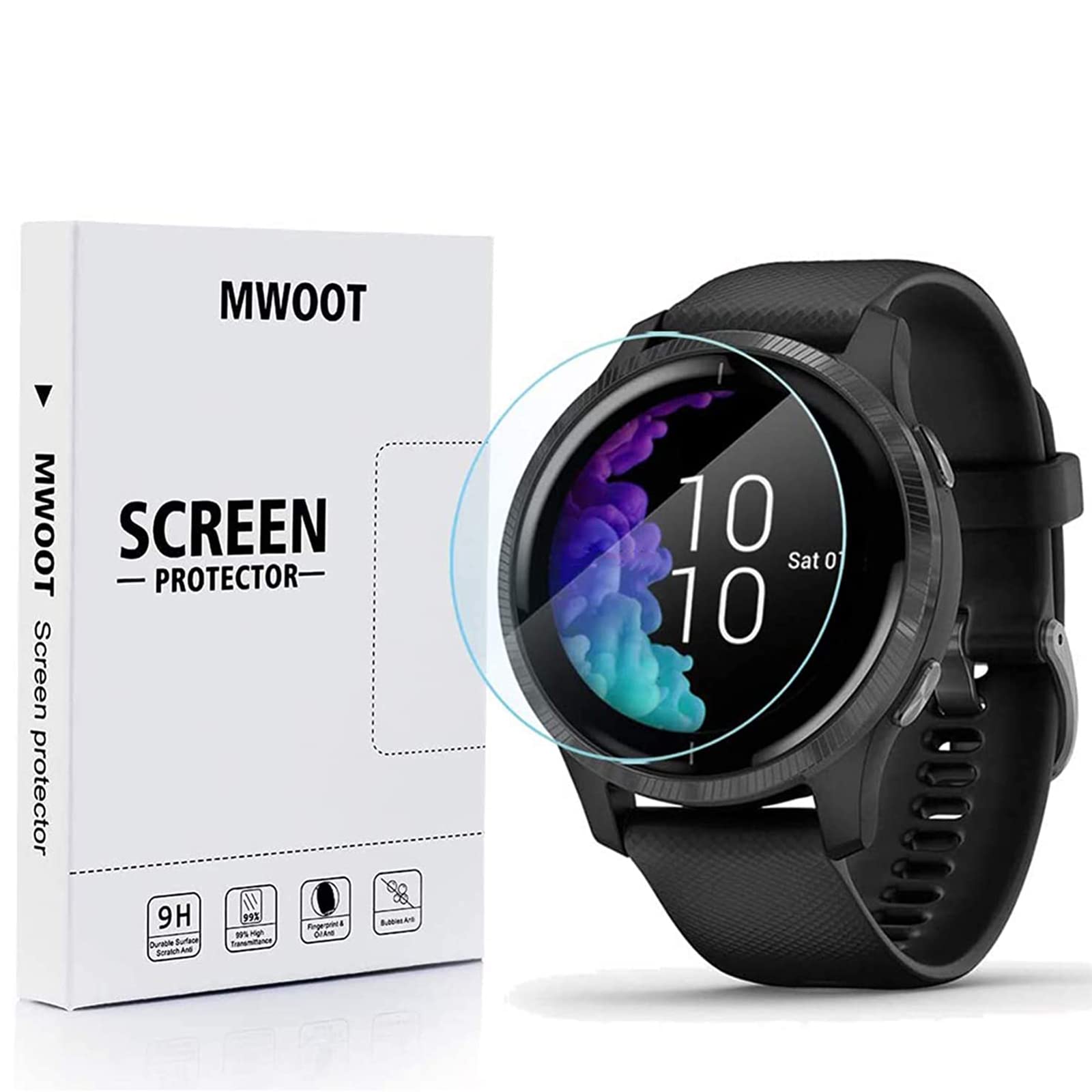 MWOOT 6 Pieces Screen Protector Compatible with Garmin Venu GPS Smartwatch, Anti-Scratch Screen Cover Film for Screen Protection, Protective Accessories Set - NOT FOR VENU 2 (2st Generation)