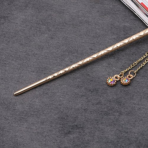 cici store Women Lady Hair Stick Handmade Rose Metal Rhinestone Hair Chopsticks Hairpin (Colorful)